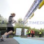 A runner finishes the Swindon Half Marathon.s